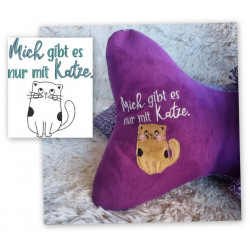 Stickdatei - Spruch "Mich gibt es nur mit Katze/Kater"
